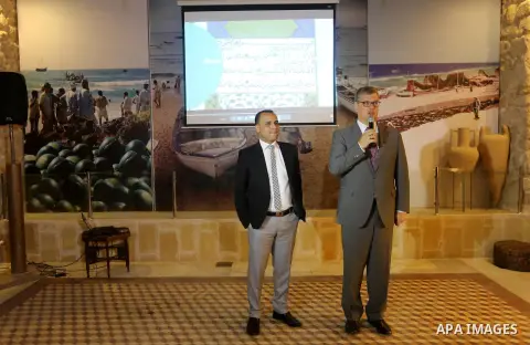 Ambassador of the Netherlands in Palestine, Peter Muleman, attends the Islamic art gallery organized by the Dutch embassy in Gaza city on Feb. 16, 2016. Photo by Mohammed Asad