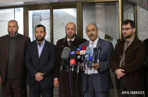 Mohammed Siam speaks during a press conference in Gaza city on Feb. 23, 2016. Photo by Mohammed Asad