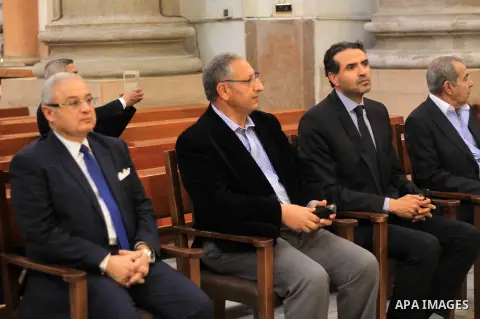 Egypt's Tourism Minister Hisham Zaazou attends a mass in memory of Italian PhD student Guilio Regeni, who was tortured and killed in the capital in January, at Saint Joseph's Roman Catholic Church in Cairo, Egypt March 5...