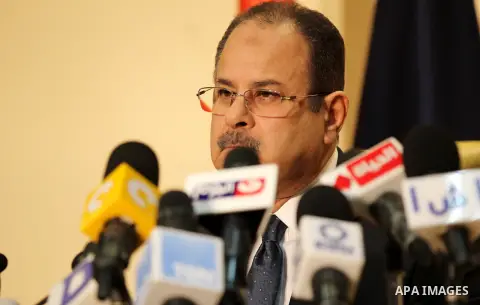 Egyptian Interior Minister Magdy Abdel Ghaffar speaks during a press conference in Cairo on March 6, 2016. Egypt on Sunday accused the Palestinian Islamist movement Hamas of being involved along with the outlawed Muslim...