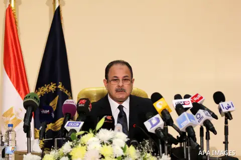 Egyptian Interior Minister Magdy Abdel Ghaffar speaks during a press conference in Cairo on March 6, 2016. Egypt on Sunday accused the Palestinian Islamist movement Hamas of being involved along with the outlawed Muslim...