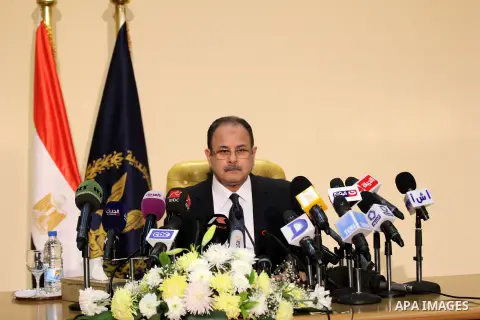 Egyptian Interior Minister Magdy Abdel Ghaffar speaks during a press conference in Cairo on March 6, 2016. Egypt on Sunday accused the Palestinian Islamist movement Hamas of being involved along with the outlawed Muslim...