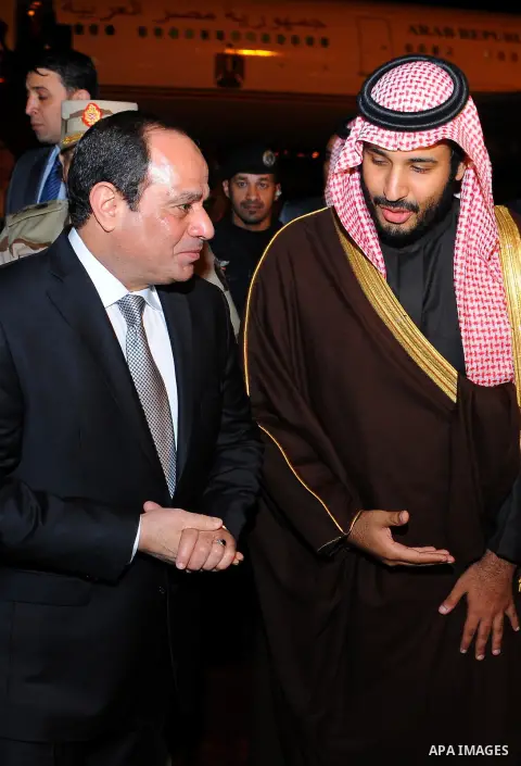 Egypt's President Abdel Fattah al-Sisi arrivals at King Khaled Airport in Saudi Arabia, on March 9, 2016. Photo by Egyptian President Office