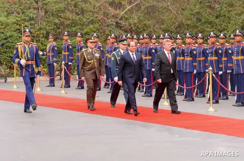 Egypt's President Abdel Fattah al-Sisi meets with Macedonian President Gjorge Ivanov, in Cairo on March 13, 2016. Photo by Egyptian President Office