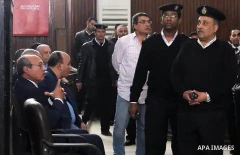 Egyptian former interior minister Habib al-Adly attends his trial on the charges of corruption, in Cairo, Egypt on March 13, 2016. Habib al-Adly served as interior minister of Egypt from 1997 to 2011, he was the longest...