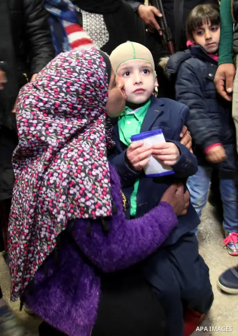 Five-year-old Ahmed Dawabsha, a Palestinian boy who survived a firebombing by Jewish extremists targeting his family home that killed his parents and brother, is seen before his meeting with the governor of the northern...