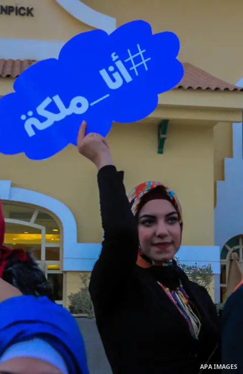 Egyptian girls take part in a competition hijab queen, in Cairo, on March 19, 2016. Photo by Amr Sayed