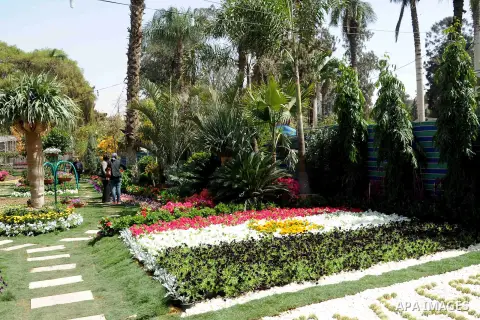 A general view shows the spring flower exhibition at Orman Botanical Garden in Giza, Egypt, on March 19, 2016. Photo by Amr Sayed