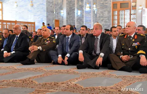 Egyptian President Abdel Fattah al-Sisi attends Friday Prayer at al-Salam mosque in Sharm el-Sheikh, Egypt, on March 25, 2016. Photo by Egyptian President Office