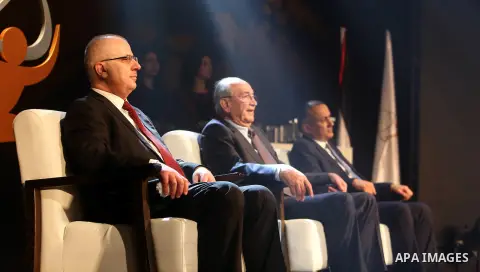 Palestinian Prime Minister Rami Hamdallah attends the Ceremony of Palestine International Award for Excellence and Creativity at al-Najah University, in the West Bank city of Nablus on March 29, 2016. Photo by Prime Mini...
