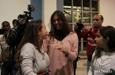 Passengers of an EgyptAir Airbus A-320 which was hijacked to Cypress arrive at Cairo international airport on March 29, 2016. An Egyptian man who hijacked an EgyptAir passenger plane and forced it to divert to Cyprus dem...