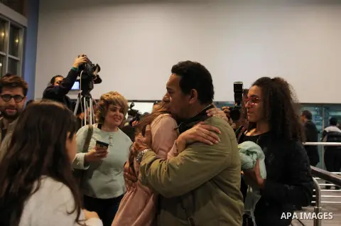 Passengers of an EgyptAir Airbus A-320 which was hijacked to Cypress arrive at Cairo international airport on March 29, 2016. An Egyptian man who hijacked an EgyptAir passenger plane and forced it to divert to Cyprus dem...