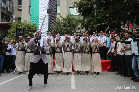 Palestinians take part in a rally marking Land Day, in Gaza City March 30, 2016. March 30 marks Land Day, the annual commemorations of the killing by police of six Arab citizens in 1976 during protests against land confi...