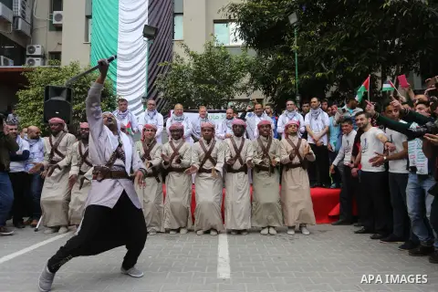 Palestinians take part in a rally marking Land Day, in Gaza City March 30, 2016. March 30 marks Land Day, the annual commemorations of the killing by police of six Arab citizens in 1976 during protests against land confi...