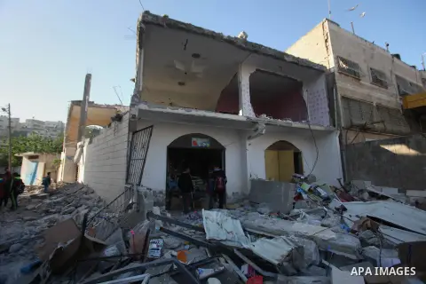 Palestinians inspect the rubble of of their house that were demolished by the Israeli bulldozers, in the village of Qabatiya south of Jenin, on April 4, 2016. The three Palestinians to whom the houses belonged were shot...