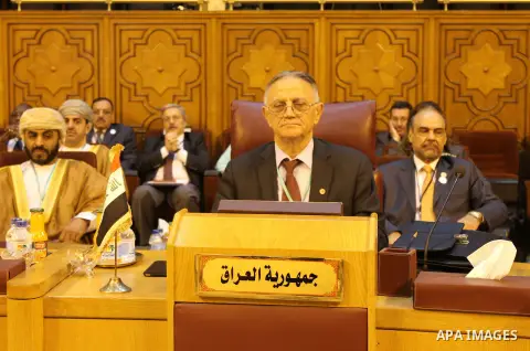 Heads of parliament for Arab countries attend a meeting at the Arab League's headquarters in the Egyptian capital, Cairo, on April 10, 2016. Photo by Stranger