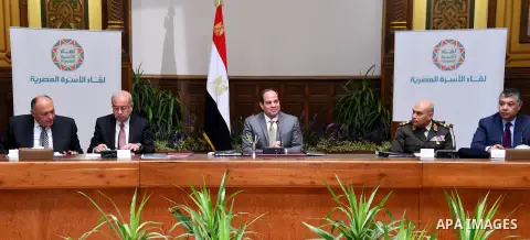 Egyptian President Abdel Fattah al-Sisi speaks during a meeting with representatives of Egyptian society in Cairo, Egypt, on April 13, 2016. Photo by Egyptian President Office