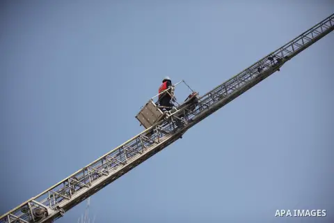 Palestinian emergency personnel take part in a drill in a building which was destroyed during the 50-day war between Israel and Hamas militants in the summer of 2014, in Gaza City, on April 19, 2016. Photo by Ashraf Amra