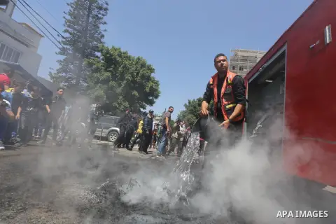 Palestinian owners of houses which were destroyed during the recent Israeli war, take part in a protest, in front of high commissioner for human rights headquarters, in Gaza City on April 20, 2016. Israeli occupation pri...