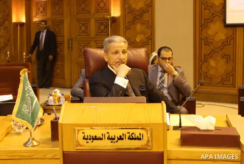 Permanent delegates of Arab countries in League of Arab States attend a meeting at the Arab League headquarters to discuss the Israeli Prime Minister's remarks Benjamin Netanyahu about Golan Heights in Cairo, Egypt, on A...