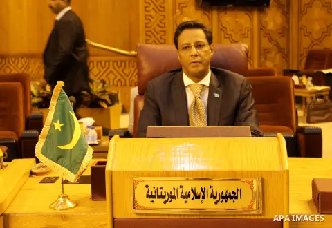 Permanent delegates of Arab countries in League of Arab States attend a meeting at the Arab League headquarters to discuss the Israeli Prime Minister's remarks Benjamin Netanyahu about Golan Heights in Cairo, Egypt, on A...