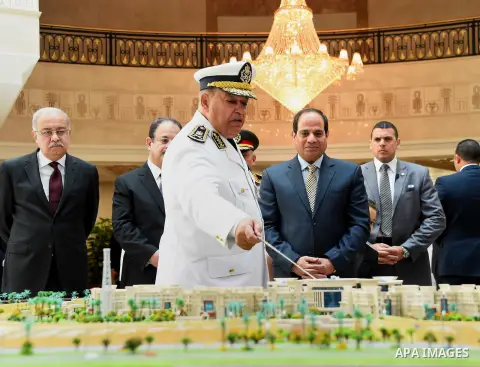 Egyptian President Abdel Fattah al-Sisi attends the opening of new Interior Ministry's headquarters in Cairo, Egypt, on April 27, 2016. Photo by Egyptian President Office