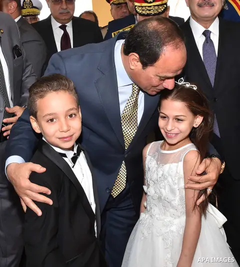 Egyptian President Abdel Fattah al-Sisi attends the opening of new Interior Ministry's headquarters in Cairo, Egypt, on April 27, 2016. Photo by Egyptian President Office