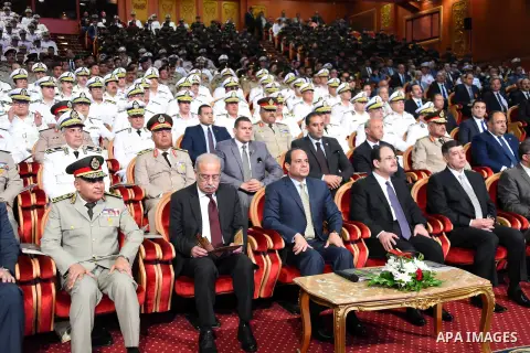 Egyptian President Abdel Fattah al-Sisi attends the opening of new Interior Ministry's headquarters in Cairo, Egypt, on April 27, 2016. Photo by Egyptian President Office