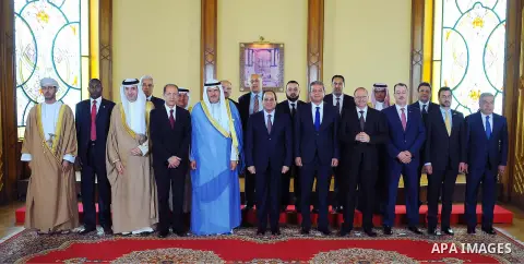 Egyptian President Abdel Fattah al-Sisi meets with the Arab Ministers of Youth and Sports in Cairo, Egypt, on May 16, 2016. Photo by Egyptian President Office