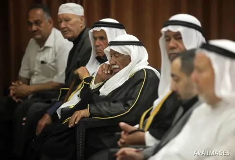Senior Hamas leader Ismail Haniyeh, attends a meeting with Gaza Strip's notables in Gaza city, on May 17, 2016. Photo by Ashraf Amra