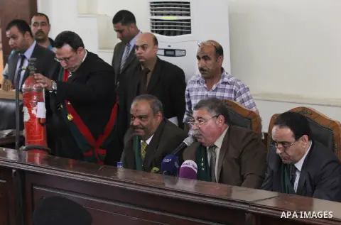Egyptian Judges attend the trial of members of Muslim Brotherhood in the capital Cairo on May 17, 2016. Photo by Amr Sayed