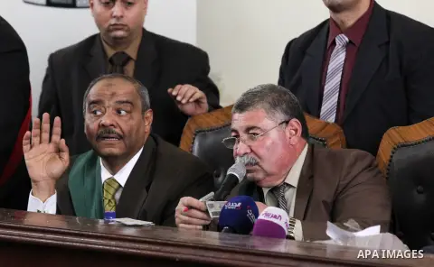 Egyptian Judges attend the trial of members of Muslim Brotherhood in the capital Cairo on May 17, 2016. Photo by Amr Sayed