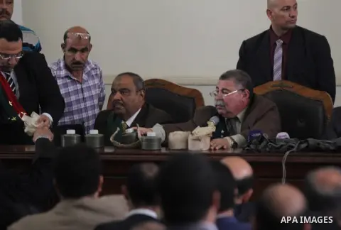 Egyptian Judges attend the trial of members of Muslim Brotherhood in the capital Cairo on May 17, 2016. Photo by Amr Sayed