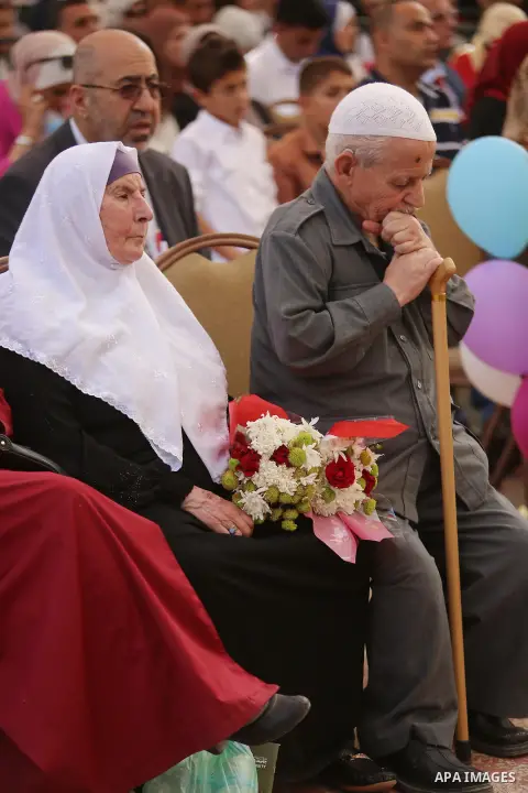 Palestinian students attend their graduation ceremony at the end of the academic year on May 21, 2016 at Birzeit University in the West Bank town of Birzeit, near Ramallah. Photo by Shadi Hatem