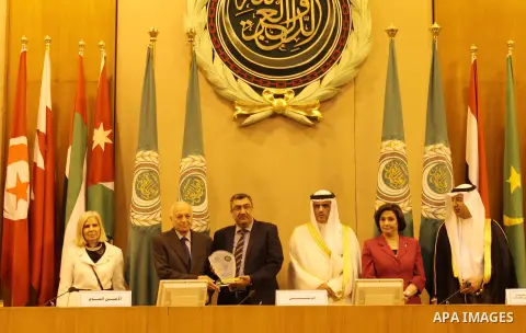 Arab Ministers of Media attend a meeting at the Arab League headquarters in Cairo, Egypt, on May 25, 2016. Photo by Stranger