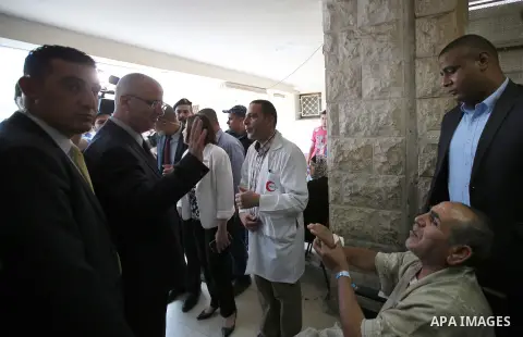 Palestinian Prime Minister Rami Hamdallah take part in the opening of the Nablus Medical Complex charitable in the West Bank city of Nablus on June 4,2016. Photo by Prime Minister Office