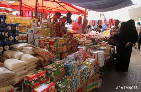 Palestinians shop at a traditional market in preparation for the holy month of Ramadan in Rafah in the southern Gaza strip on June 4,2016. Muslims around the world refrain from eating, drinking and sexual intercourse fro...