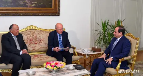 Egyptian President Abdel Fattah al-Sisi meets with Portuguese Foreign Minister, in Cairo, Egypt, on June 13, 2016. Photo by Egyptian President Office
