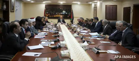 Palestinian Prime Minister, Rami Hamdallah, chairs a meeting of the Council of Ministers, in the West Bank city of Ramallah, on June 14, 2016. Photo by Prime Minister Office