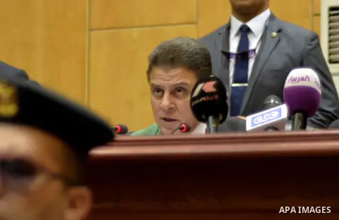 An Egyptian Judge Mohamed Sirin Fahmy conducts the trial of Egypt's ousted President Mohamed Morsi at a court in Cairo on June 18, 2016. An Egyptian court sentenced Morsi to life in prison in an espionage trial in which...
