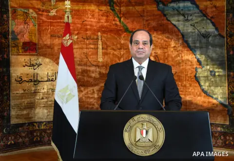 A handout picture released by the Egyptian Presidency on June 30, 2016, shows Egyptian President Abdel Fattah al-Sisi delivering a speech in the capital Cairo. Sisi described as a "revolution" the protests that led to th...