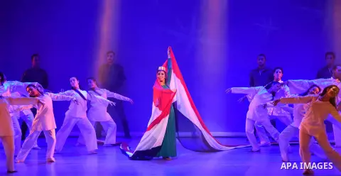 Egyptian artists take part in a ceremony on the third anniversary of the revolution in Opera House in the capital Cairo. Sisi described as a "revolution" the protests that led to the army ousting his Islamist predecessor...