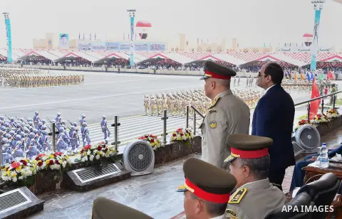 Egyptian President Abdel Fattah al-Sisi attends a military academy graduation ceremony in the capital, Cairo, on July 12, 2016. Photo by Egyptian President Office