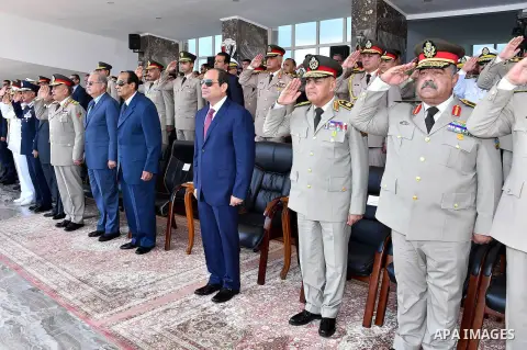 Egyptian President Abdel Fattah al-Sisi attends a military academy graduation ceremony in the capital, Cairo, on July 12, 2016. Photo by Egyptian President Office