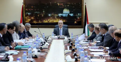 Palestinian Prime Minister, Rami Hamdallah, chairs a meeting of the Council of Ministers, in the West Bank city of Ramallah, on July 19, 2016. Photo by Prime Minister Office