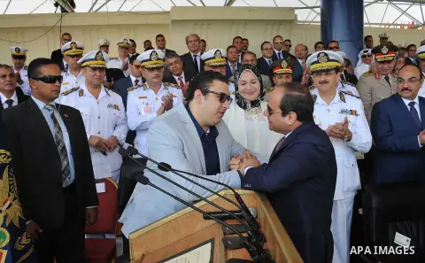 Egyptian President Abdel Fattah al-Sisi attends a graduation ceremony of the police officers academy in Cairo, Egypt July 19, 2016. Photo by Egyptian President Office