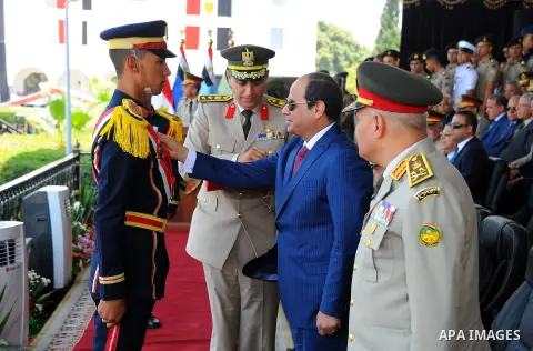 Egyptian President Abdel Fattah al-Sisi attends a military academy graduation ceremony in the capital, Cairo, on July 21, 2016. Photo by Egyptian President Office