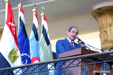 Egyptian President Abdel Fattah al-Sisi speaks during a military academy graduation ceremony in the capital, Cairo, on July 21, 2016. Photo by Egyptian President Office