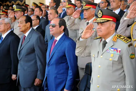 Egyptian President Abdel Fattah al-Sisi attends a military academy graduation ceremony in the capital, Cairo, on July 21, 2016. Photo by Egyptian President Office