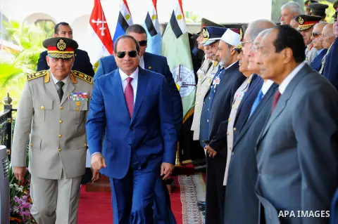 Egyptian President Abdel Fattah al-Sisi attends a military academy graduation ceremony in the capital, Cairo, on July 21, 2016. Photo by Egyptian President Office